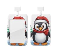 porte-badge pingouin de Noël, pochette plastique avec cordon détachable, étui de protection vertical pour carte de visite, idéal pour le travail au bureau o