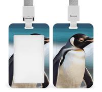 Porte-badge pingouin mignon avec cordon de suspension, étui de protection vertical pour carte d'identité, multi-usage pour bureau, enseignant, infirmière