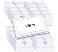 Porte Badge Plastique Horizontal à Pince,porte-badges horizontaux en plastique transparent,avec pince crocodile et épingle de sûreté,90 mm x 56 mm (100)