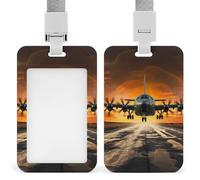 Porte-badge pour carte de travail avec lanière et bobine de porte-cartes, porte-clés, avion militaire, atterrissage sur les pistes de l'armée aérienne contre de beaux badges DuSky, protection pour