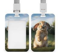 Porte-badge pour carte de travail avec lanière et bobine de porte-cartes, porte-clés mignon et amusant en forme de lapin pour bureau, employé, personnel, infirmières