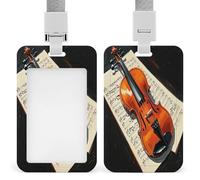 Porte-badge pour partition de violon imprimé vertical, convient pour bureau, école, carte d'identité, carte de proximité, permis de conduire, permis et laissez-passer