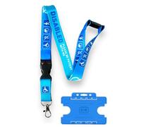 Porte-badge pour personne handicapée avec inscription « Please Be Patient with Me » Bleu