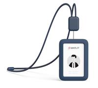 Porte-badge Premium Rétractable avec Dragonne, Boucle de Sécurité, Porte-badge Vertical en Silicone Souple pour Personnel de Bureau et Employés Bleu