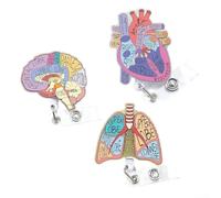 Porte-badge professionnel en acrylique avec motif cœur, poumon, cerveau, cordon rétractable et clip rotatif (cœur)
