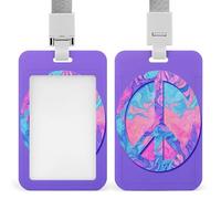 Porte-badge psychédélique avec symbole de paix violet lavande rétractable à clip pour carte de protection pour le travail, le bureau, les médecins, les infirmières
