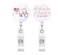 Porte-badge r tractable pour carte d'identit avec pince crocodile pour badge d coratif pour infirmi re (lot de 2/c ur rouge)