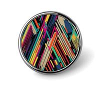 Porte-badge rayé abstrait et coloré, badge rond personnalisé avec épingle à photo, bouton en alliage d'aluminium, broche raffinée, badges décoratifs pour vêtements