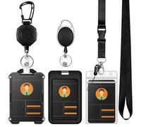 Porte Badge Rétractable 3 Pièces - Porte-Clés pour Badge et Clés | Clip Porte-Cordon Rétractable Renforcé pour Personnel Médical Éducation Hôpital