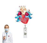 Porte-badge rétractable à carte d'identité | Porte-nom Vertical à Motif en Forme de Cœur - Clip rétractable pour badge ID | Pour Infirmier, Médecin, Enseignant, Étudiant, Assistant, Employé, les Homme