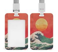 Porte-badge rétractable à clip avec inscription « The Sun Rising Over Waves » - Pour le travail, le bureau, les médecins, les infirmières