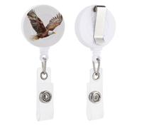 Porte-badge rétractable à clip avec motif aigle volant pour médecin, infirmière, étudiant, employé de bureau
