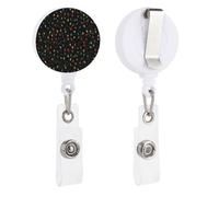 Porte-badge rétractable à clip avec motif lumières de Noël rouge et vert pour médecin, infirmière, étudiant, employé de bureau