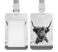 Porte-badge rétractable à clip avec motif vache des Highlands dans une baignoire pour le travail, le bureau, les médecins, les infirmières