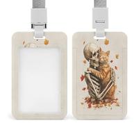 Porte-badge rétractable à clip avec squelette humain câlin A Cat pour le travail, le bureau, les médecins, les infirmières