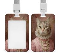 Porte-badge rétractable à clip pour carte d'identité avec motif de chat habillé en reine pour le travail, le bureau, le médecin, l'infirmière