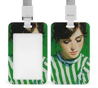Porte-badge rétractable à rayures vertes et blanches pour femme, porte-cartes, porte-nom, étiquette de nom pour travail, bureau, médecin, infirmière