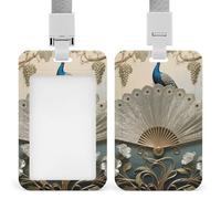 Porte-badge rétractable Art Peacock, porte-badge vertical avec cordon détachable, étui pour cartes d'identité, pour le personnel de sécurité, femmes et hommes.