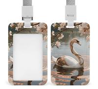 Porte-badge rétractable Art Swan, porte-badge vertical avec cordon détachable, étui pour cartes d'identité, pour le personnel de sécurité, femmes et hommes.