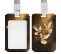 Porte-badge rétractable avec 3 colombes blanches volantes sombres pour carte d'identité pour le travail, le bureau, les médecins, les infirmières