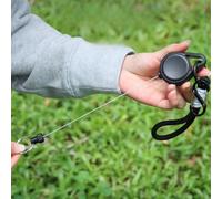 Porte-badge rétractable avec attache en fil d'acier et cordon en nylon, bobine de carte d'identité sécurisée pour sac à dos, camping, randonnée, accessoire d'extérieur (noir)