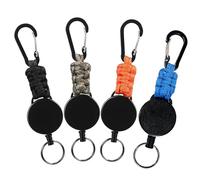 Porte-Badge Rétractable avec Câble en Acier 60cm,4 Pièces,Mousqueton Renforcé,Noir Bleu Orange Beige