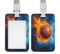 Porte-badge rétractable avec clip de protection pour carte d'identité - Motif flamme dramatique - Orange et bleu - Pour le travail, le bureau, les médecins, les infirmières