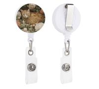 Porte-badge rétractable avec clip en forme de chat tigré et fleur pour médecin, infirmière, étudiant, employé de bureau