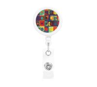 Porte-badge rétractable avec clip et porte-clés - Art abstrait - Porte-badge amusant et mignon - Porte-badge robuste pour employés de bureau, médecins, infirmières