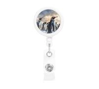 Porte-badge rétractable avec clip et porte-clés - Motif pingouin marin - Porte-badge amusant et mignon - Porte-badge robuste pour employés de bureau, médecins, infirmières