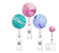 Porte-badge rétractable avec clip - Lot de 3 rallonges de lanières à accès rapide, clip d'identification avec porte-clés | Pour enseignants, étudiants, infirmières - Col rond, taille ou