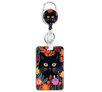 Porte-badge rétractable avec clip - Porte-badge et porte-clés - Joli porte-clés rétractable pour infirmières, enseignantes, femmes, hommes - Cordon personnalisé robuste pour travail de bureau, chat