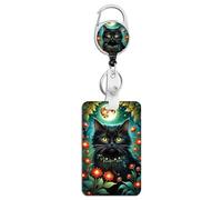 Porte-badge rétractable avec clip - Porte-badge et porte-clés - Joli porte-clés rétractable pour infirmières, enseignantes, femmes et hommes - Cordon personnalisé robuste pour travail de bureau, chat