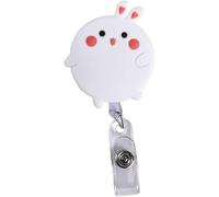 Porte-badge rétractable avec clip pour badge d'infirmière, motif panda, ours et lapin - Enrouleur de carte d'identité - Pour employés de bureau (lapin blanc), badges d'identification et fournitures,