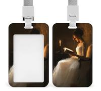 Porte-badge rétractable avec clip pour carte d'identité avec inscription « Woman Reading by The Candle » - Pour le travail, le bureau, les médecins, les infirmières