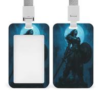 Porte-badge rétractable avec clip pour carte d'identité Motif femme de guerre pleine lune pour le travail, le bureau, les médecins, les infirmières