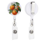 Porte-badge rétractable avec clip pour carte d'identité pour médecin, infirmière, étudiant, employé de bureau - Orange citron