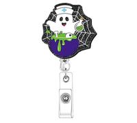 Porte-badge rétractable avec clip pour cartes, Halloween, E