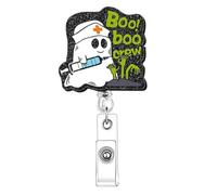 Porte-badge rétractable avec clip pour cartes, Halloween, F