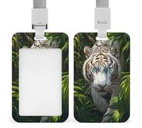 Porte-badge rétractable avec clip - Tigre blanc dans la jungle - Pour le travail, le bureau, les médecins, les infirmières