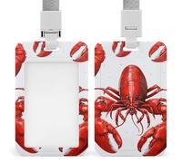 Porte-badge rétractable avec cordon détachable, étanche avec imprimé homard rouge, pour badges, étiquettes de nom, étui de protection vertical pour ouvrière, infirmière