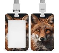 Porte-badge rétractable avec cordon détachable - Images de renard - Étiquette nominative verticale pour infirmières, enseignants, médecins - Porte-cartes d'identité compatible avec les cartes de crédi