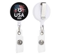 Porte-badge rétractable avec drapeau du football américain - Pour médecin, infirmière, étudiant, employé de bureau