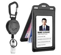 Porte-badge rétractable avec fenêtre transparente double face - Peut facilement contenir 1 à 6 cartes - Porte-carte d'identité robuste à trois volets - Pour infirmières, enseignantes, écoles et forces