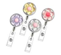 Porte-badge rétractable avec floral Clip arrière extensible Mécanisme de retour automatique pour carte de travail Bureau École Clip pour badge rétractable