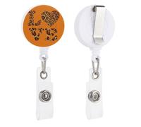 Porte-badge rétractable avec inscription « Love in Leopard » sur orange, pour médecin, infirmière, étudiant, employé de bureau