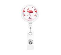 Porte-badge rétractable avec joli flamant rose - Enrouleurs de badge rétractables robustes avec clip de ceinture - Porte-badge amusant pour infirmière, enseignante, fournitures de bureau