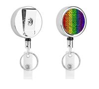 Porte-badge rétractable avec lanière - Enrouleur de badge imprimé arc-en-ciel Gay Pride avec clip d'identification pour le travail, sans nœuds, infirmières, médecins, enseignants, assistants médicaux