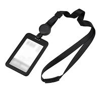 Porte-Badge Rétractable avec Lanière Noire en Plastique Carte d'Identité Vertical avec Lanière Tour de Cou pour Bureau, Exposition, École, Visite, Bus