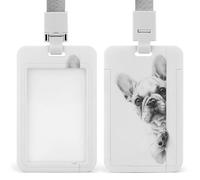 Porte-badge rétractable avec motif bouledogue français - Pour le travail, le bureau, les médecins, les infirmières